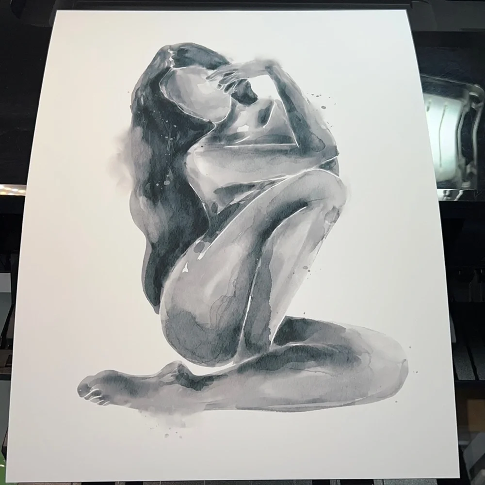 Watercolor Abstract Nude Woman Portrait Print Poster Unframed - Picture 12 of 17